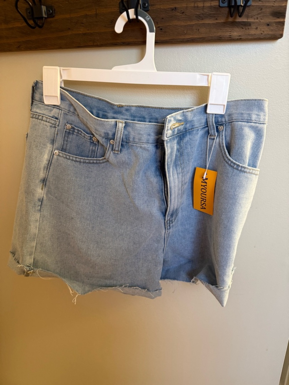 SHEIN Light Wash Denim Cutoff Shorts